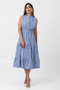 Blue Striped Midi Dress